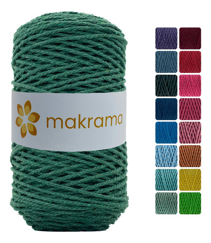 Makrama Cuerda De Algodón Para Macramé 2mm 500g Colores Color Verde Pasto