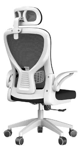 Silla de escritorio Dyvan T06 ergonómica blanca y negra con tapizado de mesh y tela