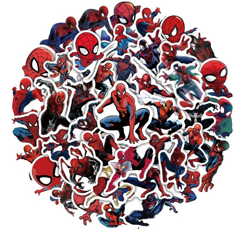 Hombre Araña Spiderman 50 Stickers Calcomanias Vs Agua