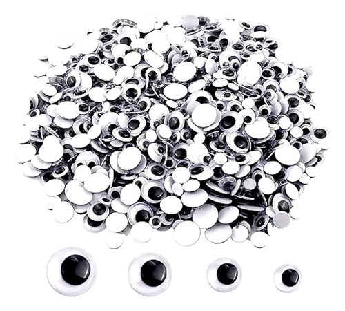 Upins 1000 Pcs Black Wiggle Googly Eyes Con Autoadhesivo, 6m