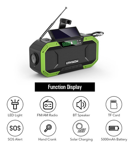 Radio De Manivela Emergency Sun Power, 5000 Mah, Naranja