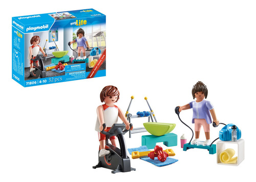 Playmobil Entrenamiento Fitness Set De Entrenamiento Fitness Con Bicicleta Estática, Pesas, Stepper Y Accesorios. Ideal Para Recrear Sesiones De Ejercicio, Equilibrio Y Diversión En Movimiento.