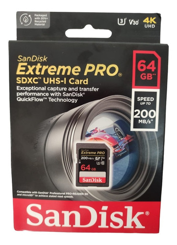 Tarjeta Memoria Sandisk Extreme Pro Sdxc 64gb I-card 200mb/s