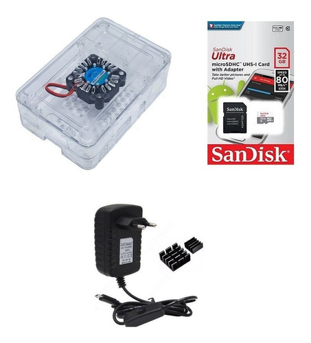 Kit Acessórios P/  Raspberry Pi 3 - 32gb Case Premium Cooler