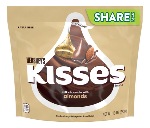 Kisses Hershey's Milk Chocolate Almond Share Pack (5 Bolsas)