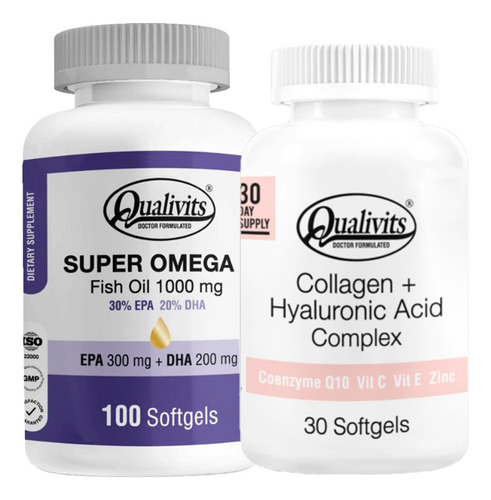 Colágeno Ácido Hialurónico + Super Omega 3 100cap Qualivits