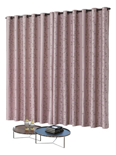 Cortina Jacquard 4mts Atena Sala Quarto Semi Blackout Rose