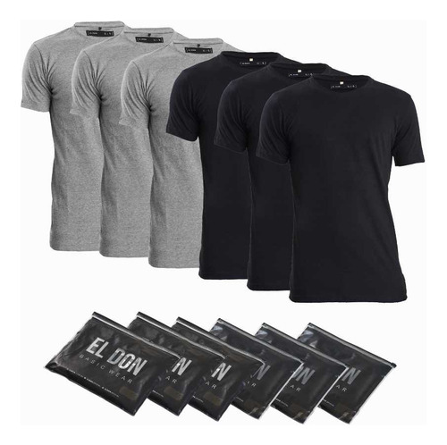 Pack X6 Remeras Basicas Slim Fit Algodon Esmerilado El Don