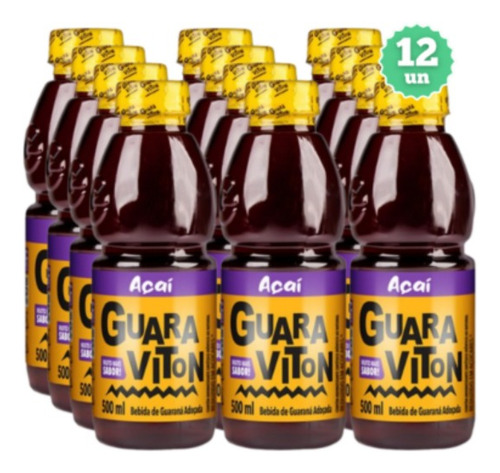 Bebida Sabor Açaí Guaraviton Kit Com 12 Unidades 500ml