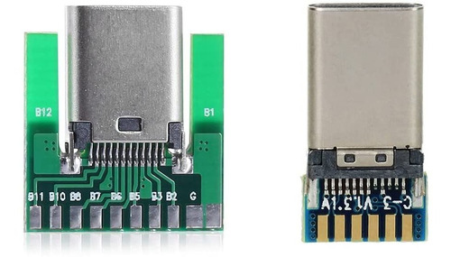 Conector Usb-c 3.1 Diy 24-pin Tipo Smt Con Placa De Pc