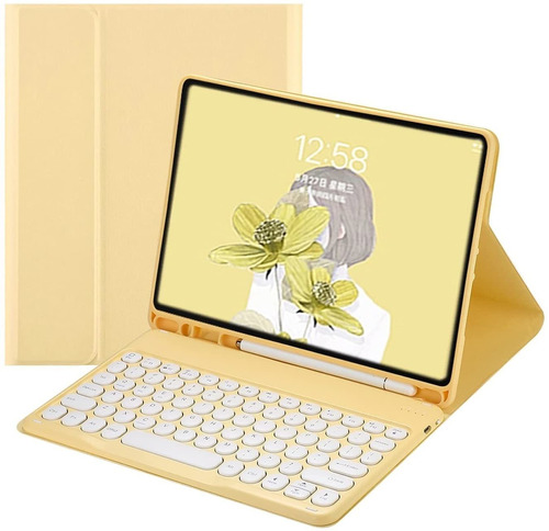 Funda Con Teclado Para iPad 7/8 De 10.2  (color Amarillo)