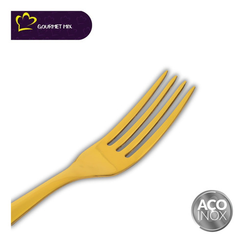 Kit 12 Garfo De Mesa Aço Inox Dourado Lovers Gourmet Mix