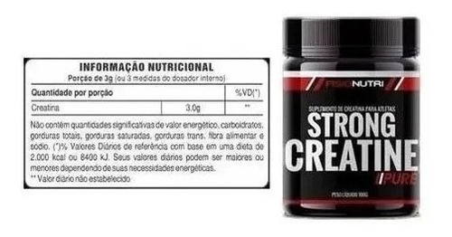 Strong Creatine 300g - Fisionutri 100% Pure + Sabor Sem sabor