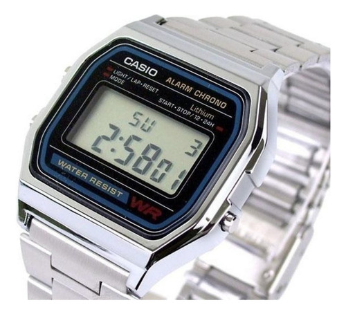 Reloj Casio A158wa-1 Vestido Digital Color De Plateado