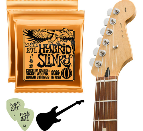 Kit 2 Encordoamento Guitarra 009 Hybrid Slink Ernieball 2222