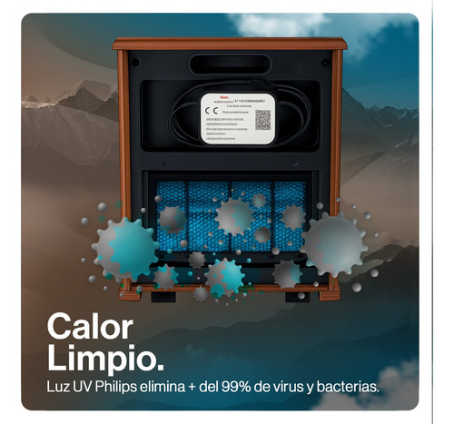 Estufa Eléctrica Infrarroja Madera (2 Uds) Uv 70 M2 Wifi