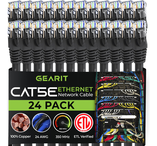 Gearit Paquete De 24 Cables De Conexion Ethernet Cat5e De 1 