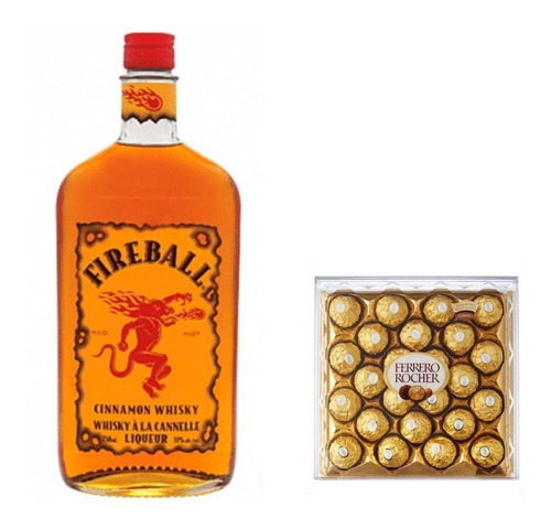 Whisky Fireball Con Canela Picante X750 + Ferrero Rocher X24