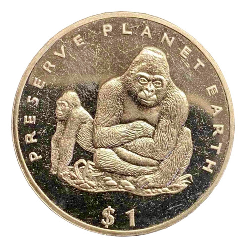 Liberia - 1 Dollar - Año 1994 - Km #118 - Gorilas 