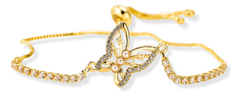 Pulsera Mariposa Oro Laminado 14k. Oro Fino Joyería.