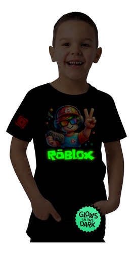 Playera Roblox-control G Nombre Brilla En La Oscuridad Niños