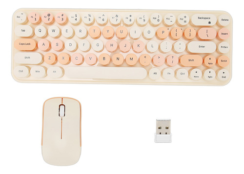 Combo De Mouse Del Teclado 2.4ghz Wireless Cute Retro 68