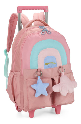 Mochila De Rodinhas E Costas Up4you Rainbow Ic39956up Luxcel Cor Rosa