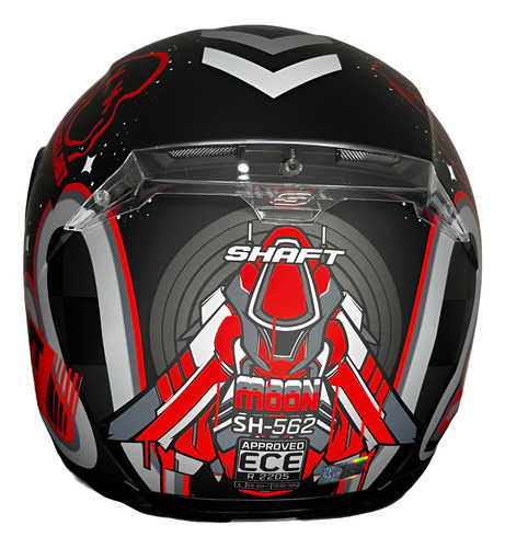 Casco Integral Moon Shaft Rojo Con Visor Transparente