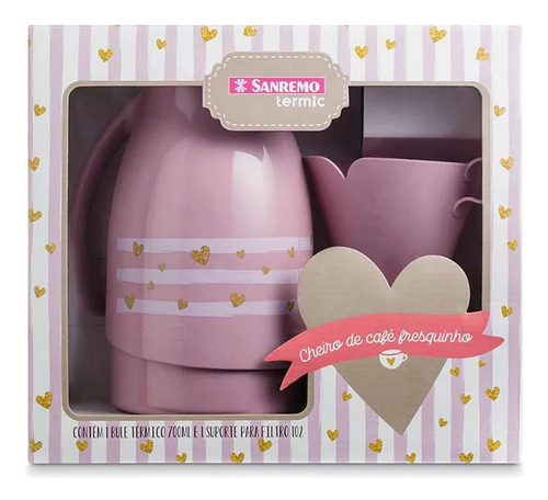 Garrafa Térmica 700ml Rosa + Porta Filtro 102 Sanremo