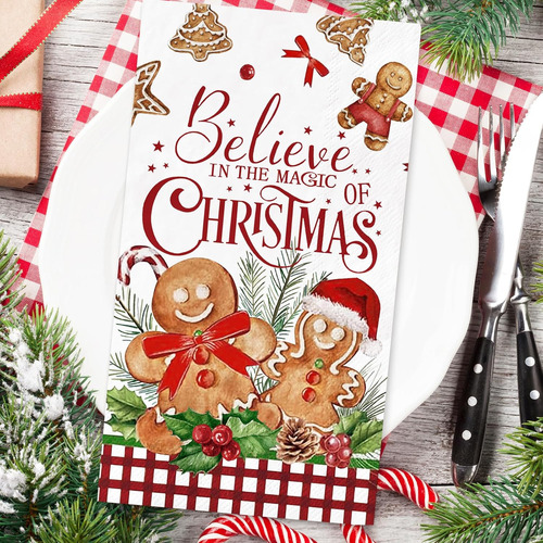 100 Servilletas De Invitados Navideñas Con Diseño De Hombre