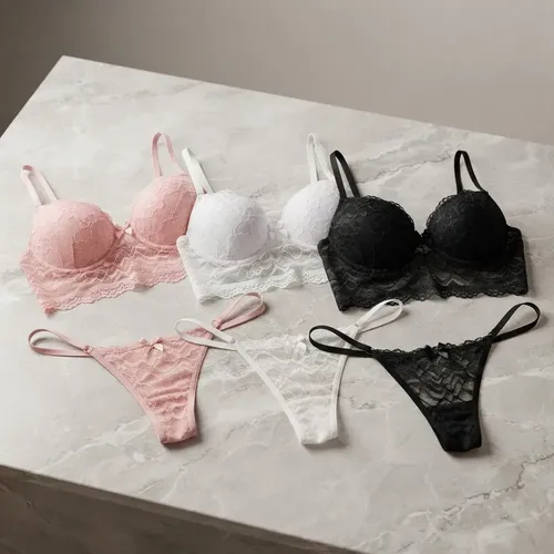 Lingerie Cropped Kit C/3 Conjuntos De Lingerie Tanga Fio