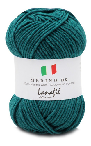 Lã Merino Dk Superwash Lanafil 50g 105mts Crochê Tricô Cor 2938/64- Verde Jade Escuro