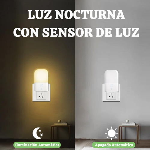 2 Luz Nocturna Regulable Sensor Automático Para Niños Hogar