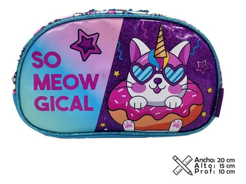 Cartuchera Phi Phi Bags Gatito Unicornio 2 Cierres Ub