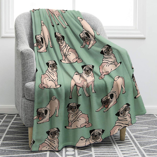 Jekeno Manta De Perro Pug Con Estampado Suave Y Suave De Dib