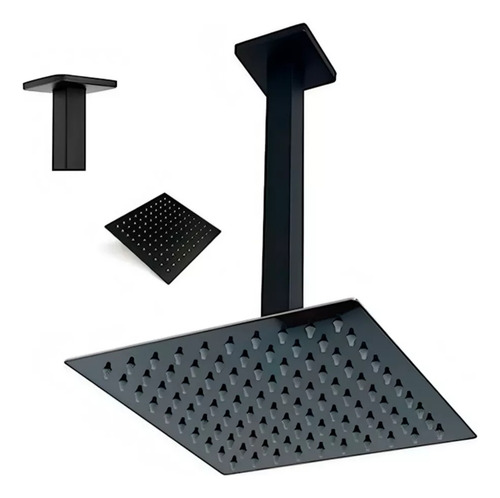 Chuveiro Ducha Slim Quadrado 20x20cm Com Braço De Teto
