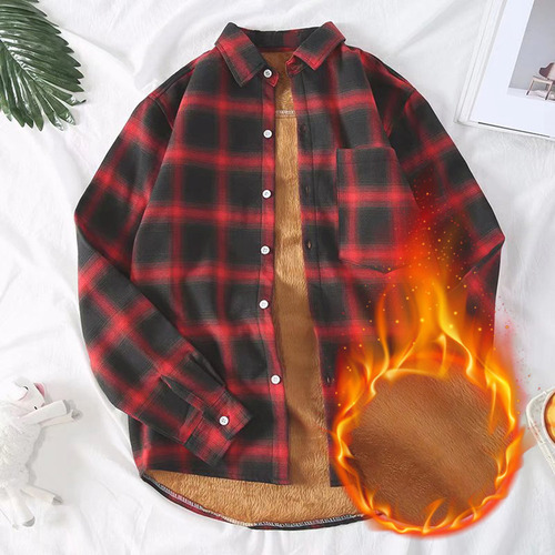 Yy. Abrigo M Para Hombre, Camisa De Tela Escocesa Gruesa Y Cálid