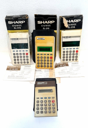 Lote 4 Calculadoras Sharp Led En Cajas Vintage 1970s Diseño