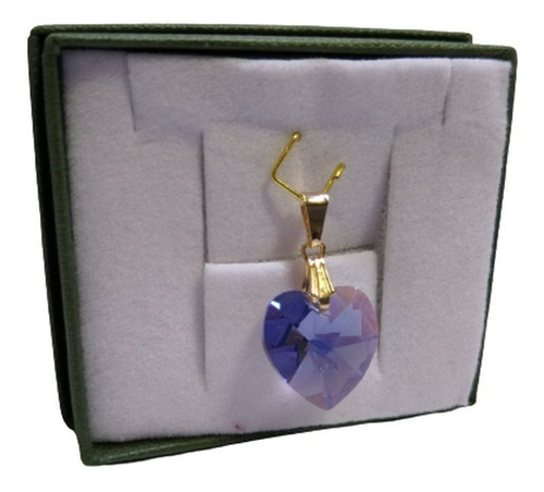 Pingente Cristal Swarovski Tanzanite Ab 1,8 Cm Folh. Ouro