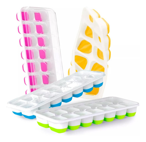 6.014 Moldes De Silicona Para Cubos De Hielo Bandeja Tapa