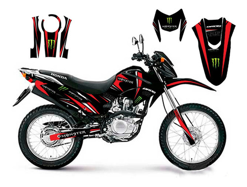 Kit Adesivo Honda Bros 125 Monster Energy 2009-12 Premium Vm