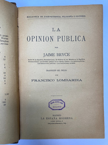 Jaime Bryce. La Opinión Pública. 1910.