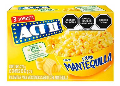 Palomitas Para Microondas Act Ii Extra Mantequilla 3 Sobres