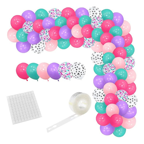 Kit De Guirnalda De Globos Color Turquesa Azul Rosa Morado 1