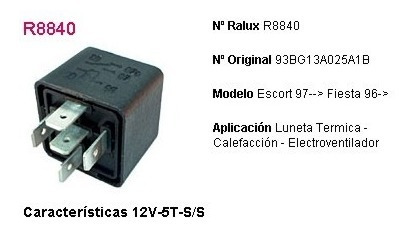 Relay De Accesorios 12v 5 Terminales Ford Escort