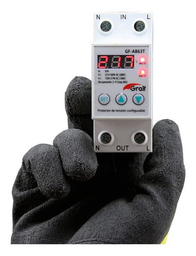 Protector De Tension Monofasico Programable Gralf Gf-ab63t