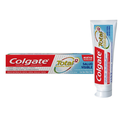 Imagen 2 de 3 de Pasta dental Colgate Total 12 Salud Visible en crema 128 g