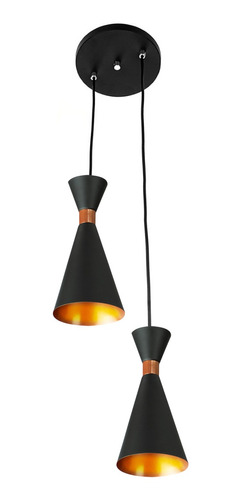 Lustre Pendente Aluminio Florida Duplo Preto