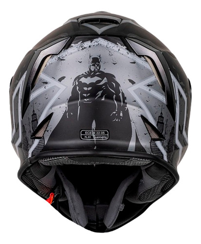 Casco Motocicleta Kov Kroon Batman Integral Certificado Ece Negro Solido L