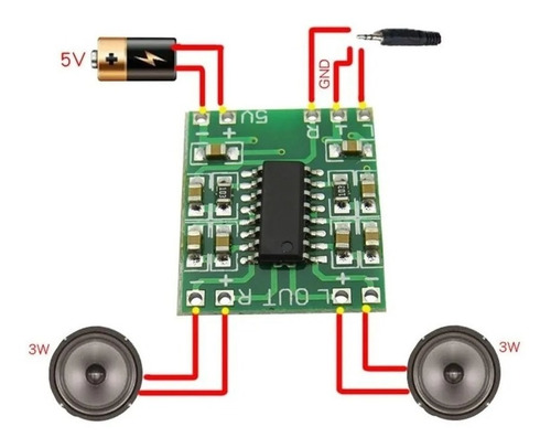 Kit 10 Placas Mini Amplificador Digital 3w+3w Pam8403